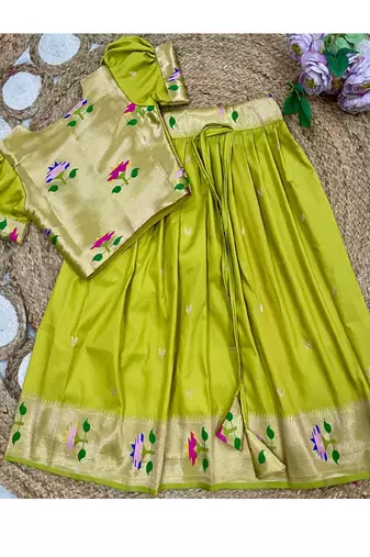 girls silk pattu pavadai lehenga set