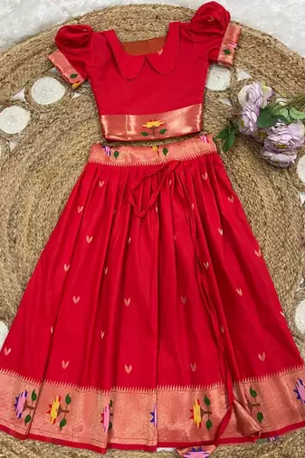girls silk pattu pavadai lehenga set
