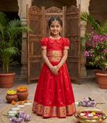 girls silk pattu pavadai lehenga set
