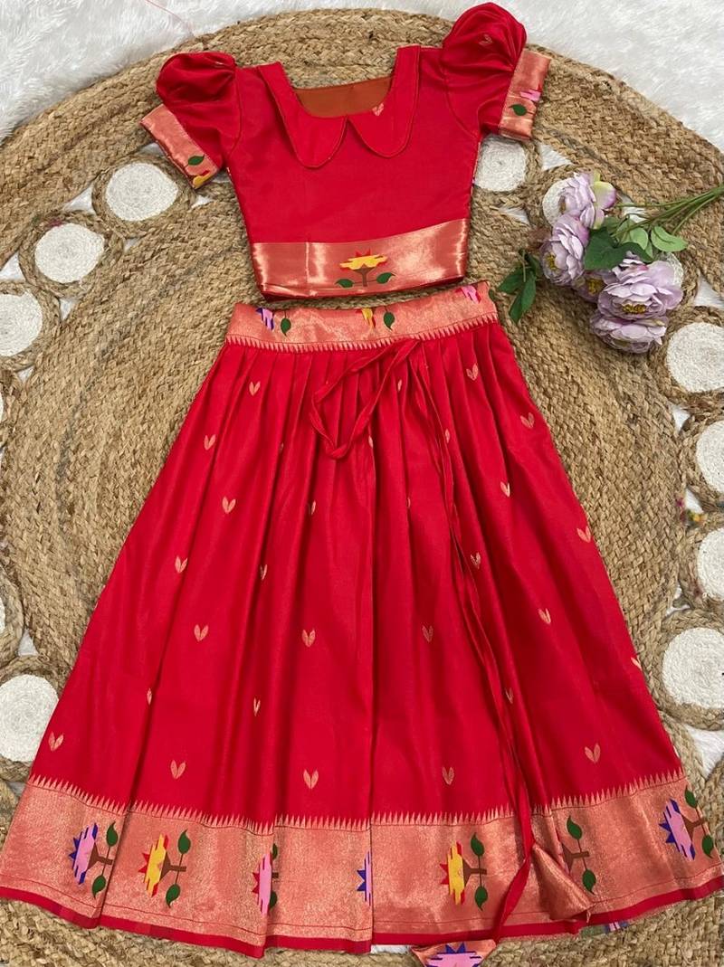 girls silk pattu pavadai lehenga set