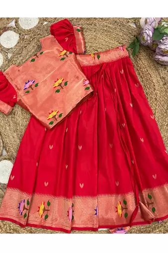 girls silk pattu pavadai lehenga set