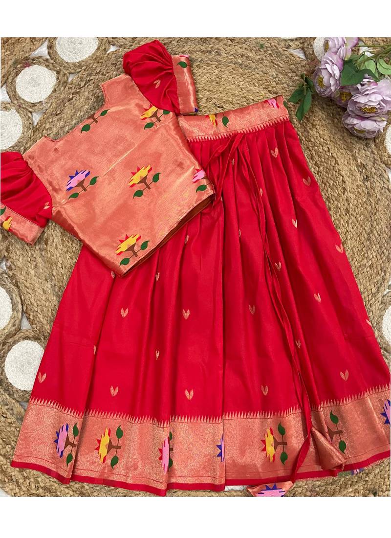 girls silk pattu pavadai lehenga set