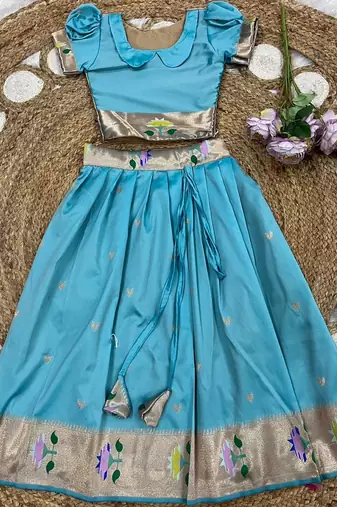 girls silk pattu pavadai lehenga set