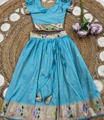 girls silk pattu pavadai lehenga set