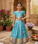 girls silk pattu pavadai lehenga set