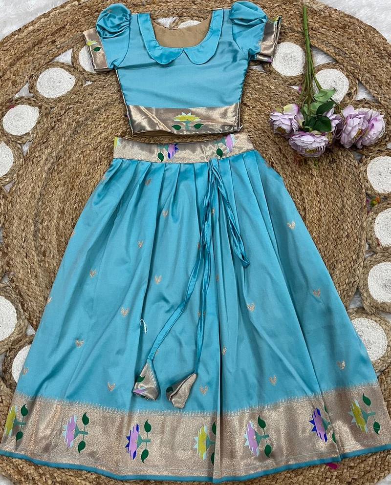 girls silk pattu pavadai lehenga set