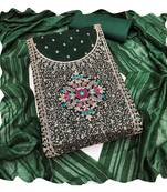 Women green modal butti jacquard  dress material with dupatta