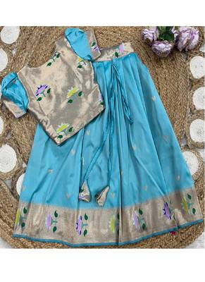 girls silk pattu pavadai lehenga set 3