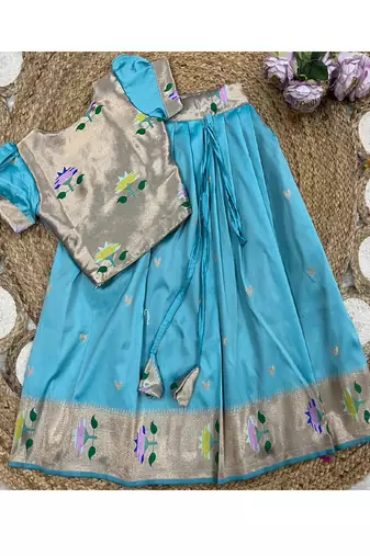 girls silk pattu pavadai lehenga set