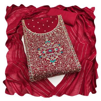 Women maroon modal butti jacquard dress material with dupatta 1