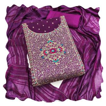 Women purple modal butti jacquard dress material with dupatta 1
