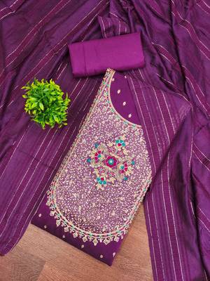 Women purple modal butti jacquard dress material with dupatta 4