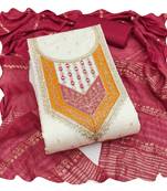 Women white modal butti jacquard  dress material with dupatta
