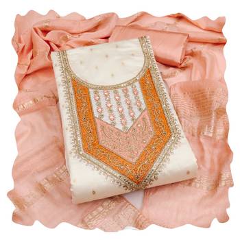 Women white modal butti jacquard dress material with dupatta 1