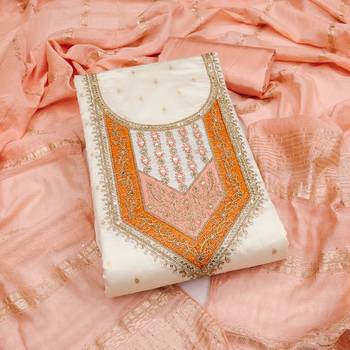 Women white modal butti jacquard dress material with dupatta 2
