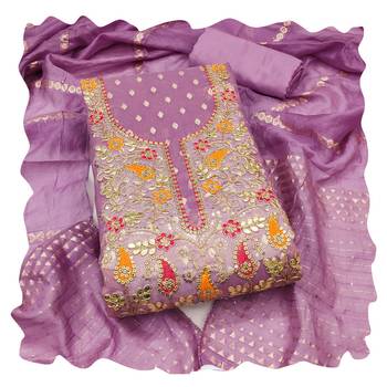 Women levender simmer jacquard dress material with dupatta 1
