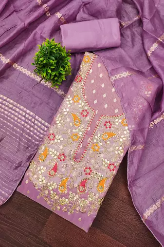 Women levender simmer jacquard dress material with dupatta