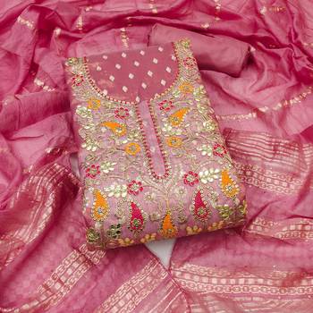 Women pink simmer jacquard dress material with dupatta 2