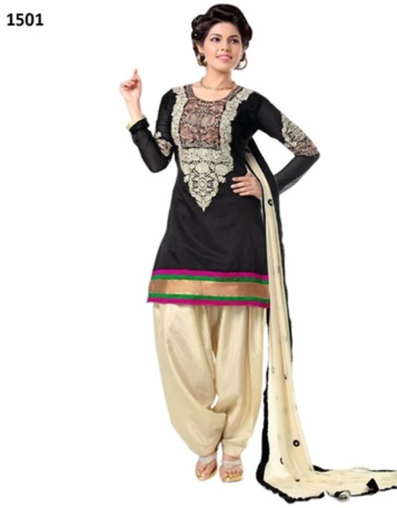 Fog Letest Black & Cream Patiyala Salwar Suit