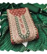 Women brown simmer jacquard  dress material with dupatta