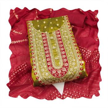 Women light green simmer jacquard dress material with dupatta 1