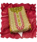 Women light green simmer jacquard  dress material with dupatta