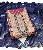 Women purple simmer jacquard  dress material with dupatta