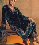 Rama velvet embroidered fully stitched designer top with velvet pant and vichitra embroidered dupatta