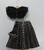 Black embroidered organza lehenga set