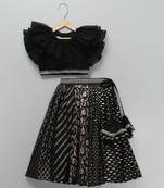 Black embroidered organza lehenga set