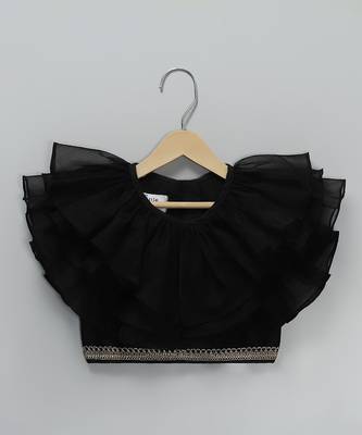 Black embroidered organza lehenga set 3