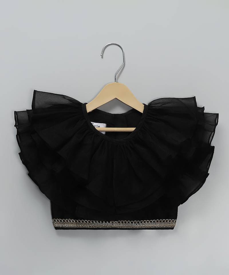 Black embroidered organza lehenga set