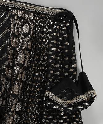 Black embroidered organza lehenga set 4