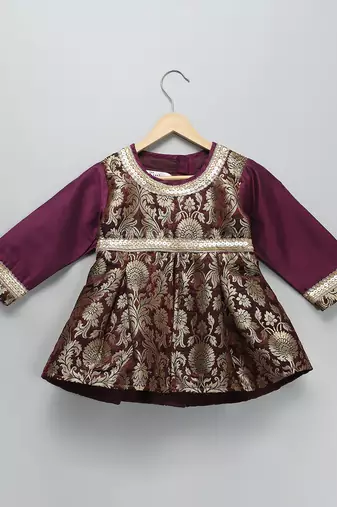 Purple embroidered cotton silk lehenga set