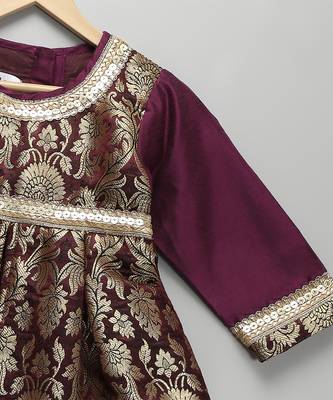 Purple embroidered cotton silk lehenga set 4