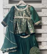 green embroidered cotton silk lehenga set