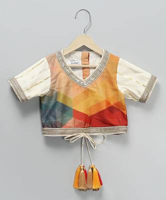 Multicolor printed cotton silk lehenga set 5
