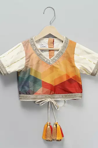 Multicolor printed cotton silk lehenga set