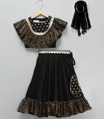 Black embroidered cotton silk lehenga set