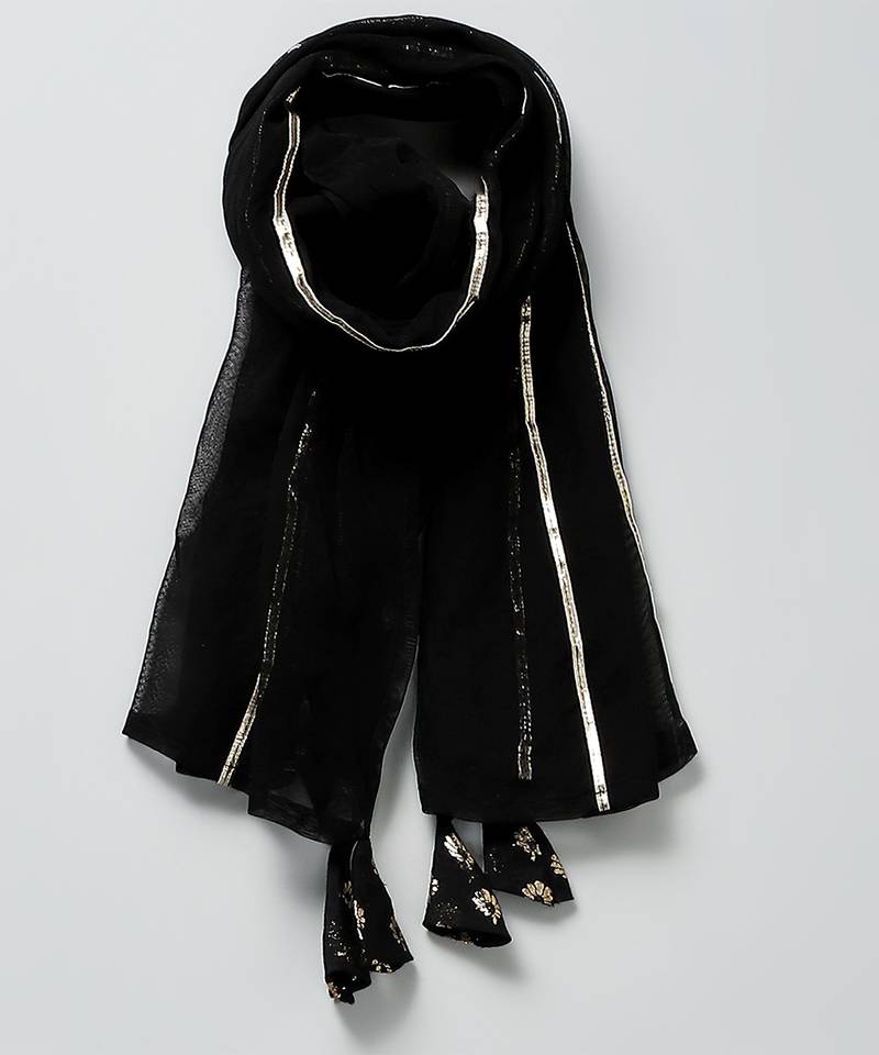 Black embroidered cotton silk lehenga set