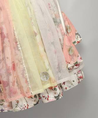 Multicolor printed organza lehenga set 3