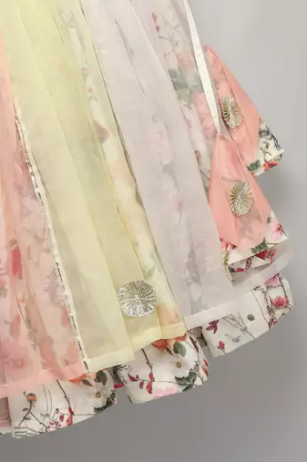 Multicolor printed organza lehenga set