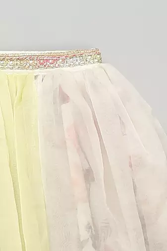 Multicolor printed organza lehenga set