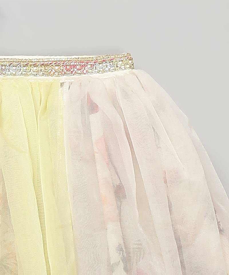 Multicolor printed organza lehenga set