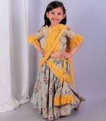 Multicolor printed cotton silk Lehenga set