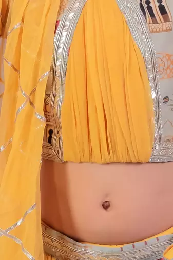 Multicolor printed cotton silk Lehenga set