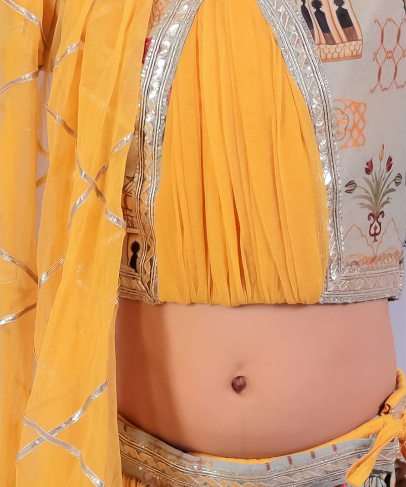 Multicolor printed cotton silk Lehenga set