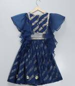 Blue embroidered organza lehenga set