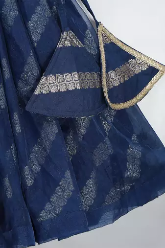Blue embroidered organza lehenga set