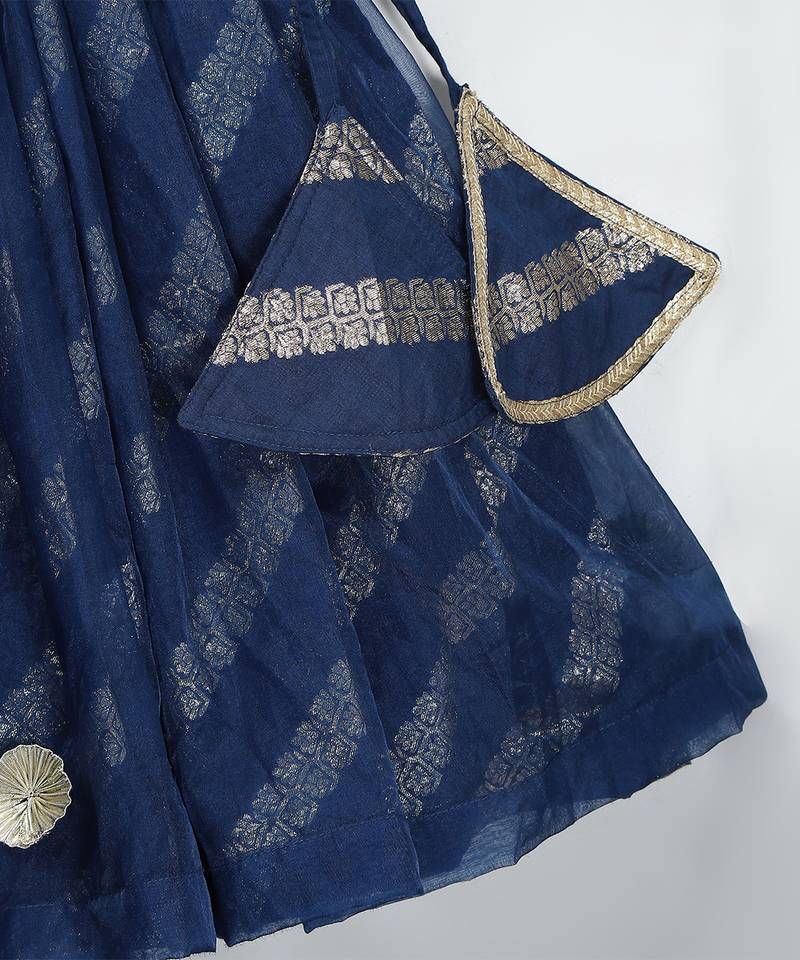 Blue embroidered organza lehenga set